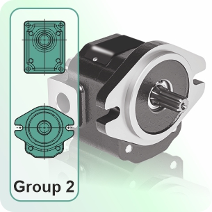 Flange variations for Group 2 cast iron external gear pumps and motors