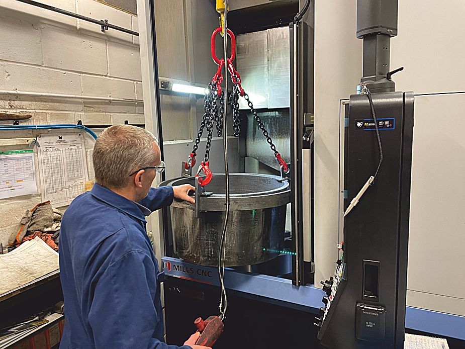 Special 800 mm diameter cast iron bellhousing about to be machined on our Puma V8300M CNC machining centre