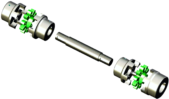 Spider couplings with intermediate shaft