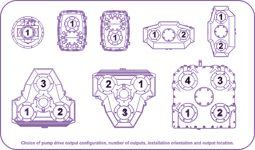 Pump drive output configurations choices