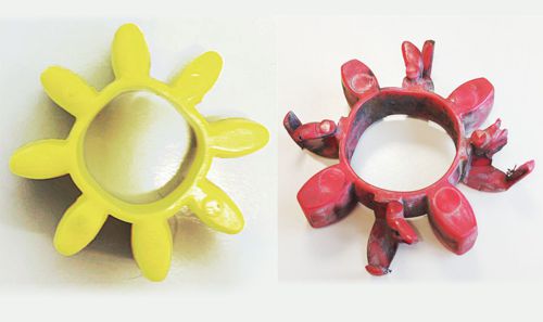Derformed coupling element on the left. As it should look on the right.