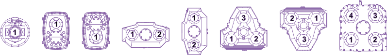 Choice of pump drive output configuration, number of outputs, installation orientation and output location.